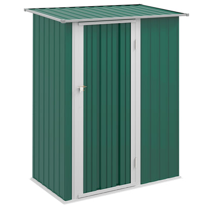 Outsunny 5ft x 3ft Metal Garden Storage Shed, Outdoor Tool Shed with Sloped Roof, Lockable Door for Tools, Equipment, Green 