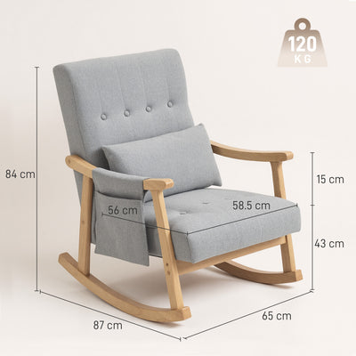 HOMCOM Wood Frame Rocking Accent Chair - Light Grey 