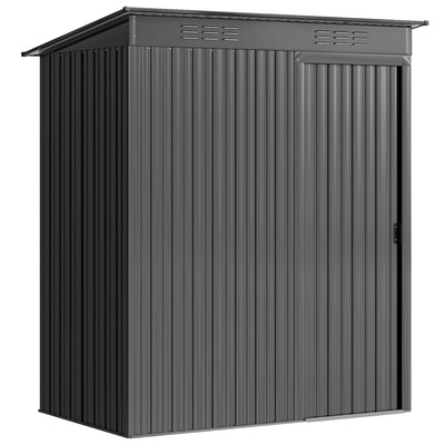 Outsunny 5 x 3.5ft Metal Garden Storage Shed with Effortless Assembly and 2 Pairs of Gloves, Waterproof Outdoor Shed, Dark Grey 