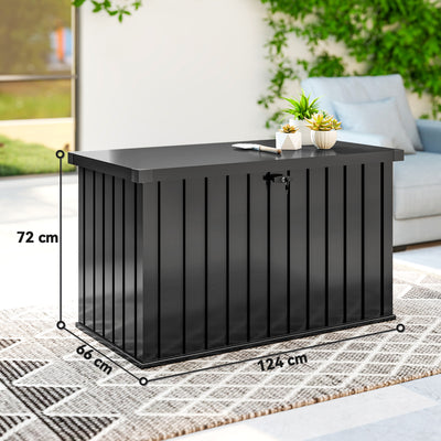 Outsunny 400L Galvanised Steel Garden Storage Box, Black 