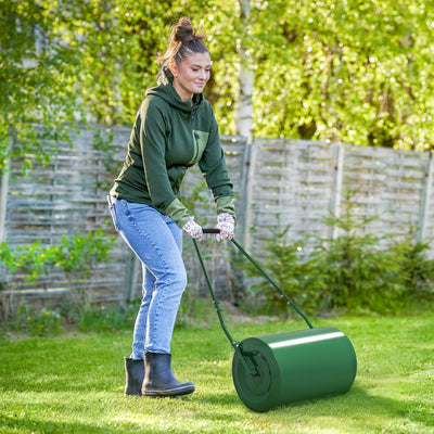 Outsunny 63 L Heavy Duty Water Or Sand Filled \'ce\'a630cm Garden Steel Lawn Roller Drum - Dark Green 