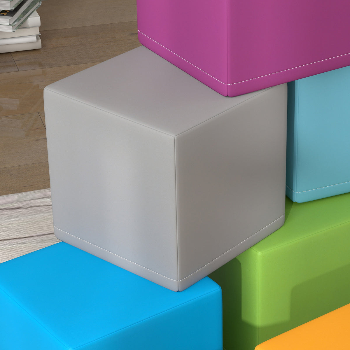 HOMCOM 12 PCs Soft Play Blocks, Soft Foam Toy, Building and Stacking Blocks for Kids, Multi-colour