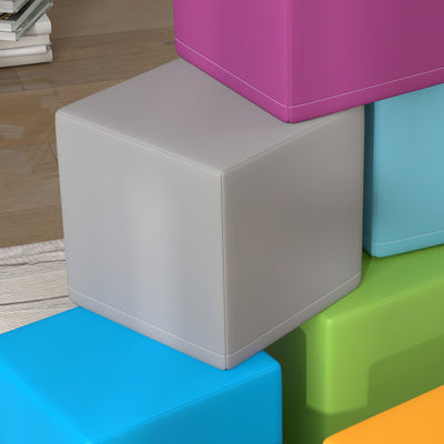 HOMCOM 12 PCs Soft Play Blocks, Soft Foam Toy, Building and Stacking Blocks for Kids, Multi-colour