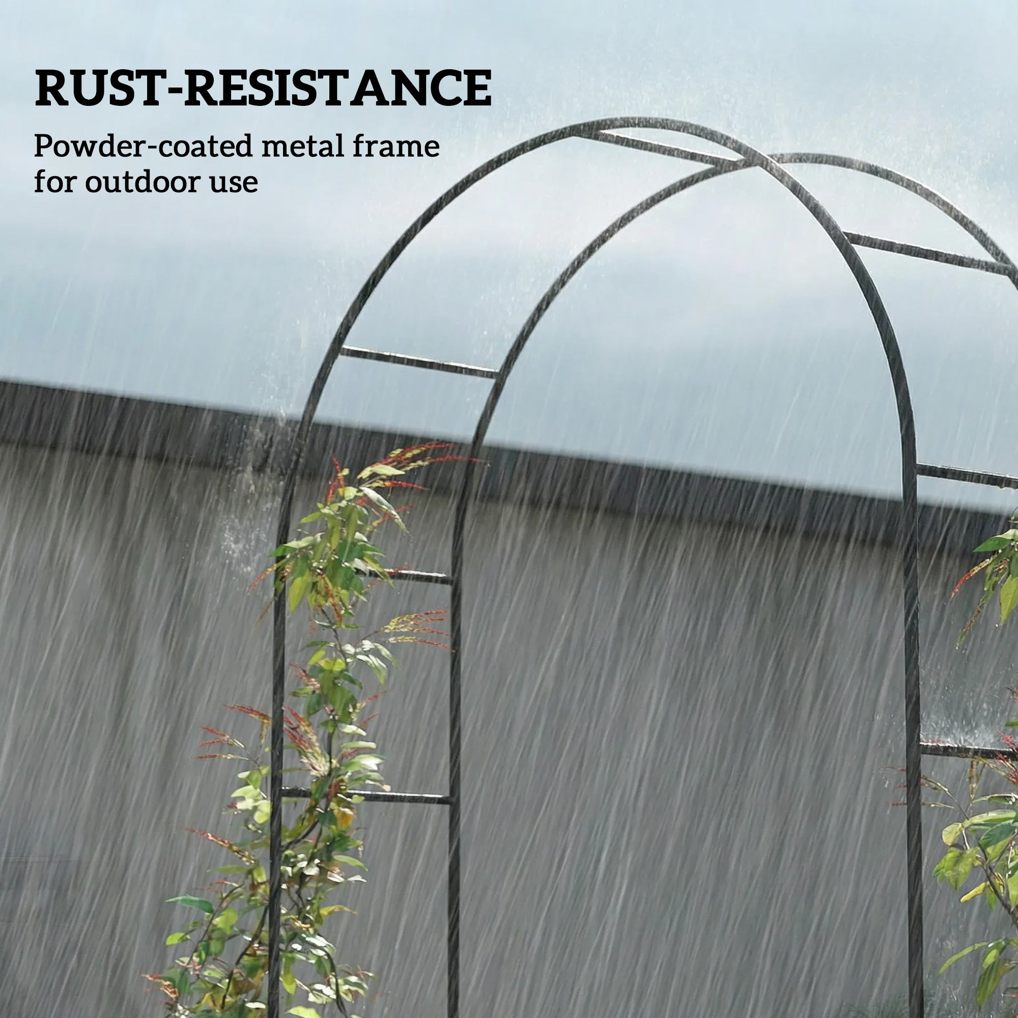 Outsunny Garden Arch, 2.4 m High x 1.5 m Wide Metal Garden Trellis for Climbing Plants, Outdoor Wedding Arch for Bridal, Black 