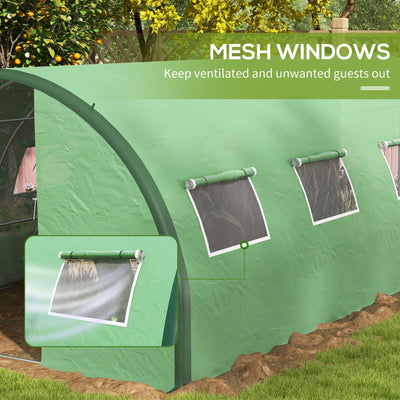 Outsunny Polyethylene Upgraded Structure Walk-in Polytunnel Greenhouse, 6 x 3(m), Green 