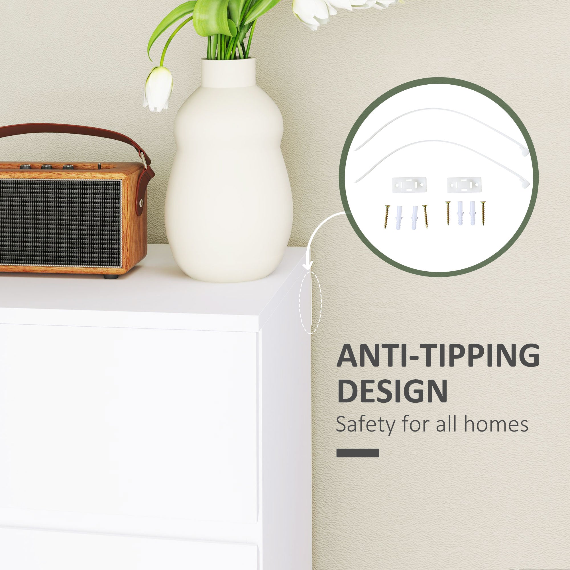 HOMCOM Chest of Drawers, 4-Drawer Storage Cabinets, Modern Dresser, Storage Drawer Unit for Bedroom 