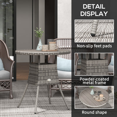Outsunny 70cm Four-Person Wood-Effect Rattan Table - Grey 