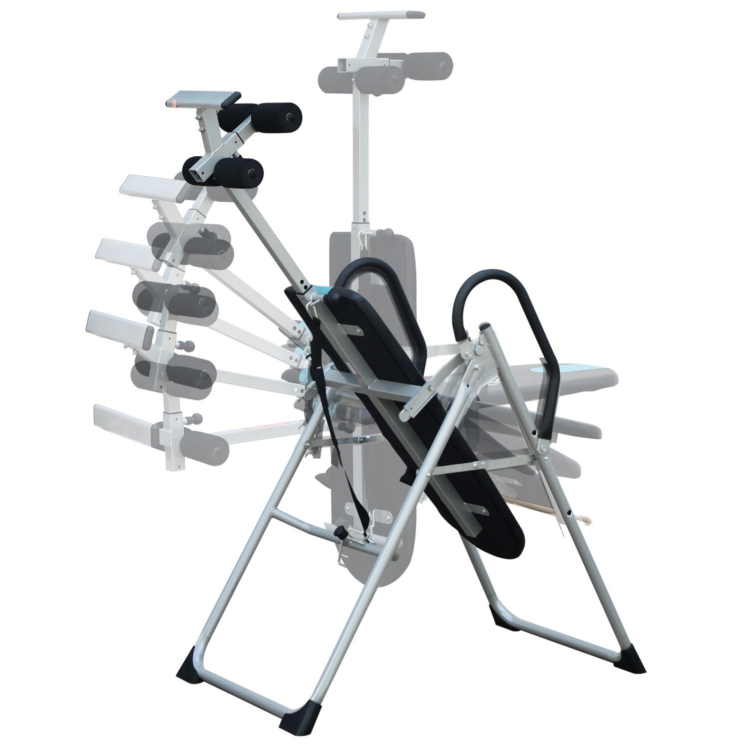 HOMCOM Foldable Gravity Inversion Table Back Therapy Home Fitness Bench Black 