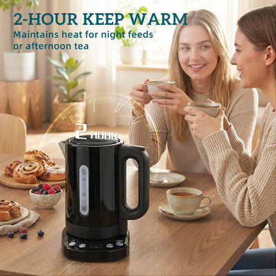 HOMCOM Electric Kettle, 1.7L, Fast Boil, 3kW Water Kettle with UK Strix Thermostat, Keep Warm Function, LCD Base, Black 