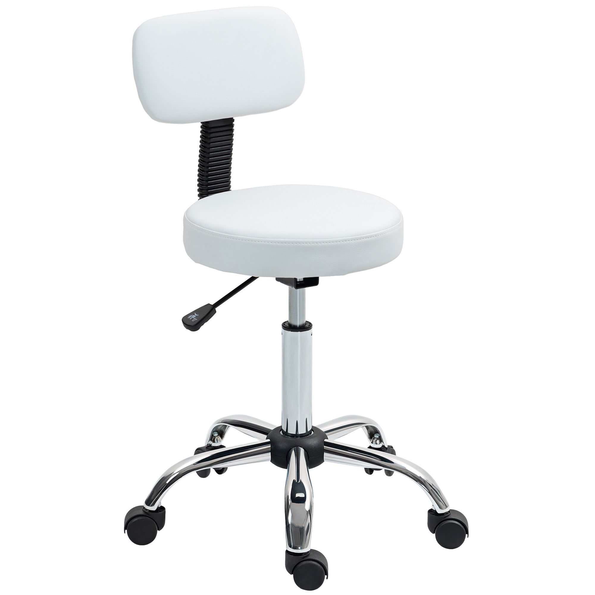 HOMCOM 360\'c2\'b0 Swivel Seat Salon Stool - White