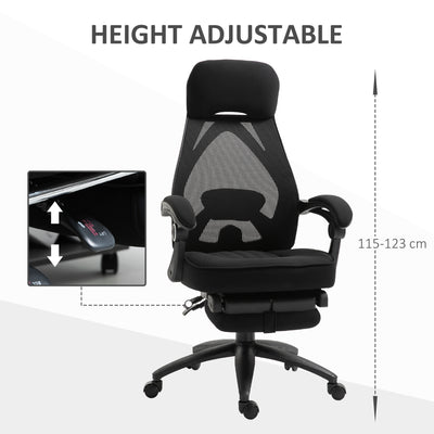 Vinsetto Office Chair with Footrest,High Back Swivel Desk Chair with Adjustable Height and Headrest for Home Office, Black 
