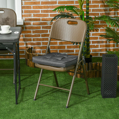 Outsunny Set of 4 Garden Seat Cushion with Ties, 42 x 42cm Replacement Dining Chair Seat Pad, Grey 