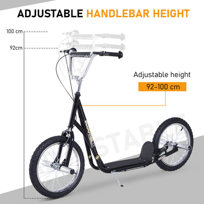 HOMCOM Stunt Scooter, Kids Scooter with Big Wheels, Adjustable Height, Dual Brakes, for Ages 5 Years+, Black 