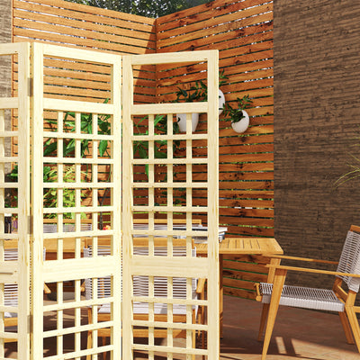 Outsunny 3-Panel Garden Privacy Screen, Freestanding Foldable Wooden Outdoor Divider/Trellis, Decorative Privacy Screen for Garden Patio Pool, 120 x 170 cm, Natural Wood Finish 