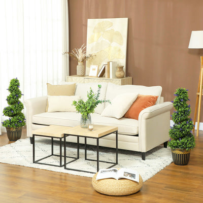 HOMCOM Set of 2 Decorative Artificial Plants, Boxwood Spiral Topiary Tree with Lavender and Pot, Fake Plants for Home Indoor Outdoor Decor, 90cm 