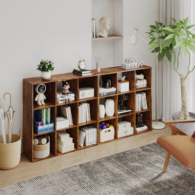 HOMCOM 3-tier 9 Cubes Storage Unit Particle Board Cupboard Bookcase Organiser Home Office Shelves, Rustic Brown 