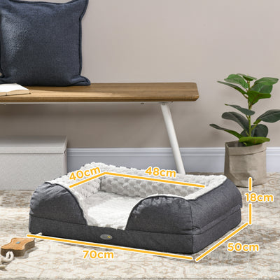 PawHut Calming Dog Bed Pet Mattress w/ Removable Cover, Anti-Slip Bottom, for Small Dogs, 70L x 50W x 18Hcm - Charcoal Grey 