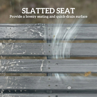 Outsunny Wooden Outdoor Bench, 2 Seater Garden Bench, Backless Patio Bench with Slatted Curved Seat, Grey Embossed Finish 