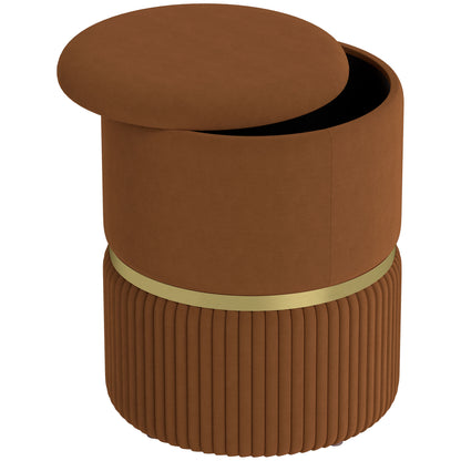 HOMCOM Velvet-Feel Storage Ottoman - Brown 