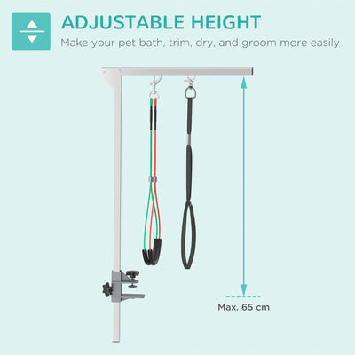 PawHut Adjustable Pet Grooming Arm, with Clamp, Haunch Holders & Grooming Loop - Sliver-Tone 
