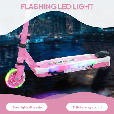 AIYAPLAY Electric Scooter for Kids Ages 4-7, with Auxiliary Rear Wheels, Flashing LED Light and Electric Brake, Kids Electric Scooter for Boys Girls, 6 KM/H & 8 KM, Pink 