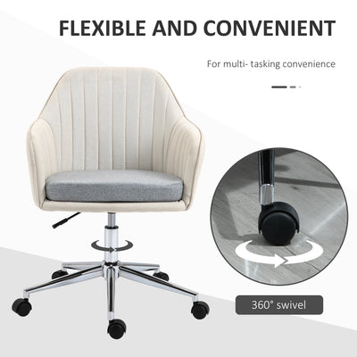 Vinsetto Home Office Chair Comfortable Computer Desk Chair Swivel Task Chair with Golden Base, Vanity Chair for Teens Adults Bedroom, Beige 