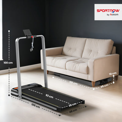 SPORTNOW Folding Walking Treadmill, Under Desk Walking Pad with Incline, Silver Tone 