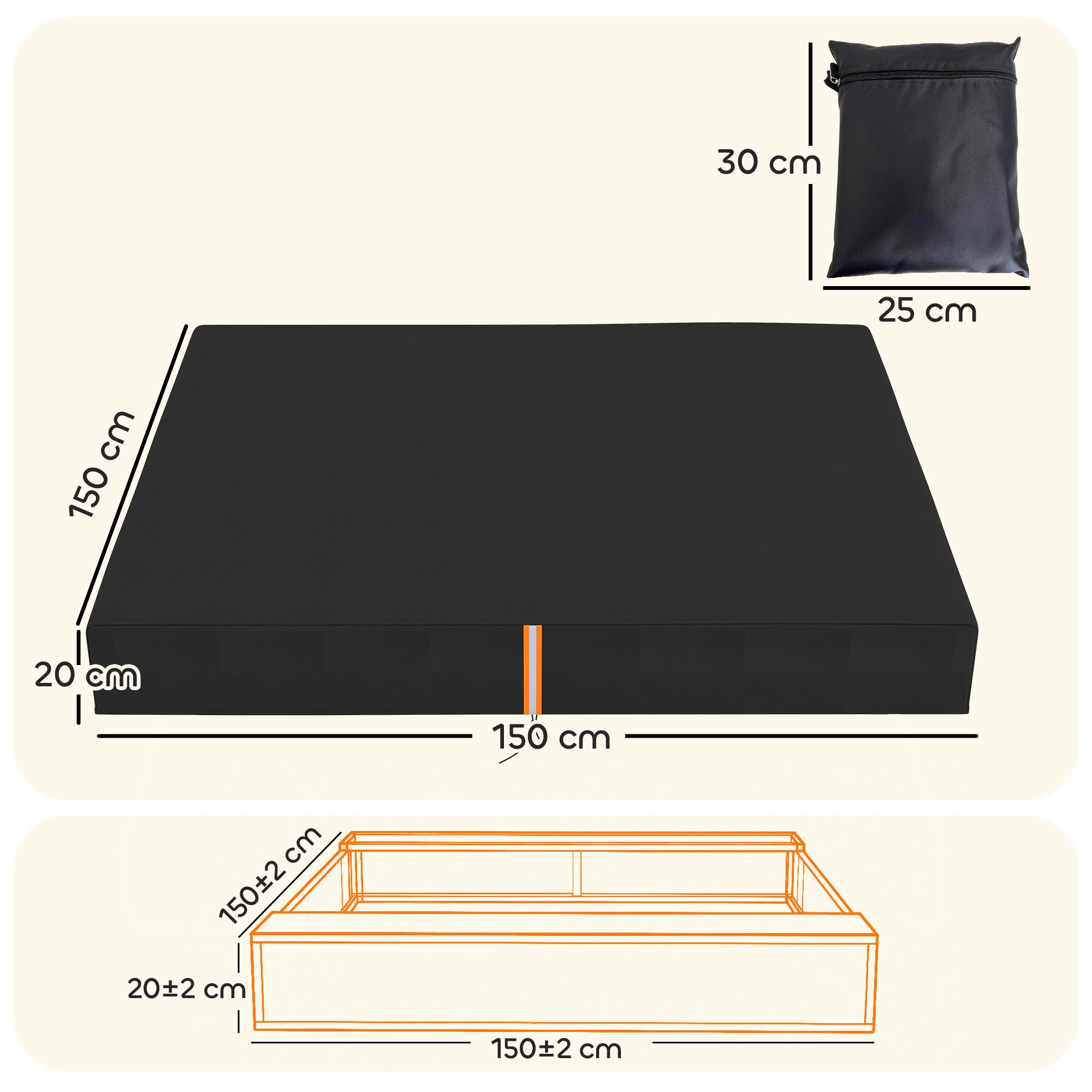AIYAPLAY Sandbox Cover, Square Sandpit Cover Waterproof Dustproof UV Protection, Sandbox Canopy with Drawstring and Elastic Band 