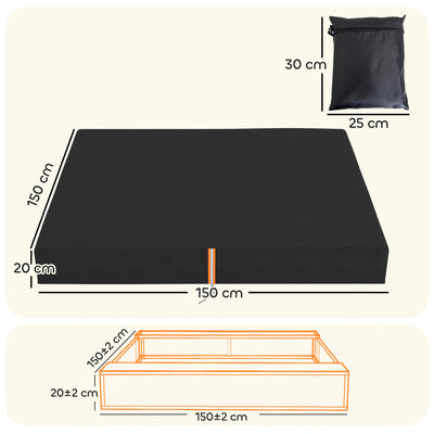 AIYAPLAY Sandbox Cover, Square Sandpit Cover Waterproof Dustproof UV Protection, Sandbox Canopy with Drawstring and Elastic Band 