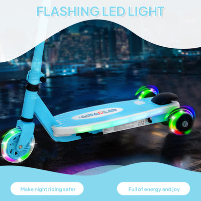 AIYAPLAY Electric Scooter for Kids Ages 4-7, with Auxiliary Rear Wheels, Flashing LED Light and Electric Brake, Kids Electric Scooter for Boys Girls, 6 KM/H & 8 KM, Blue 