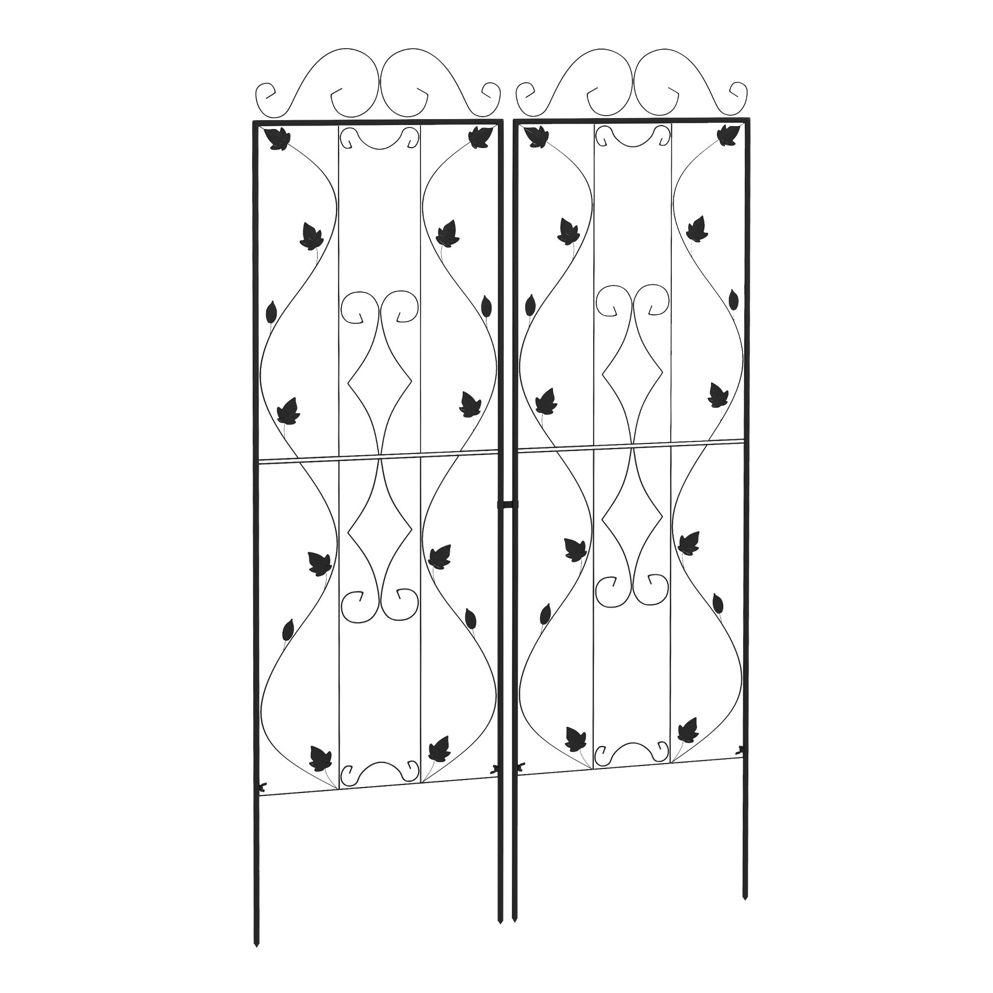 Outsunny Metal Trellis Set of 2, Garden Trellis for Climbing Plants Support Frames, Leaf Design 