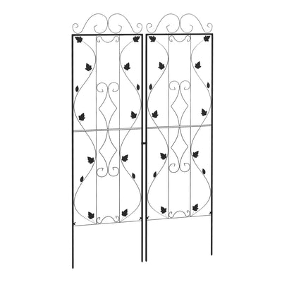 Outsunny Metal Trellis Set of 2, Garden Trellis for Climbing Plants Support Frames, Leaf Design 