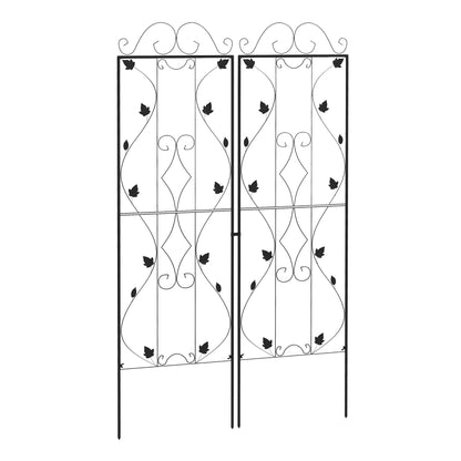 Outsunny Metal Trellis Set of 2, Garden Trellis for Climbing Plants Support Frames, Leaf Design 