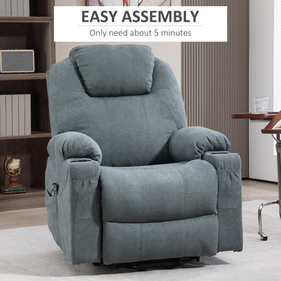 HOMCOM Lift-And-Recline Massage Armchair, with Heat - Grey 