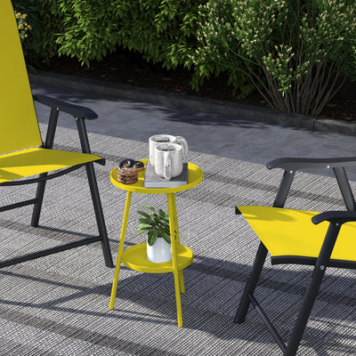 Outsunny Two-Tier Metal Garden Table - Yellow 