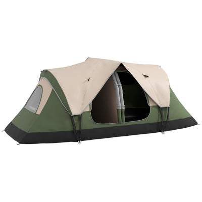 Outsunny Camping Tent for 6-8 Man with 2000mm Waterproof Rainfly and Carry Bag for Fishing Hiking Festival, Dark Green 