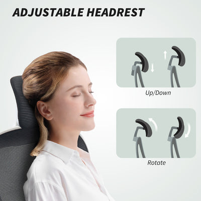 HOMCOM Executive Office Chair, Ergonomic Mesh High Back Desk Chair with Flip-up Armrest, Rotatable Headrest, Adjustable Lumbar Support, Swivel Computer Chair for Home Study, Black 