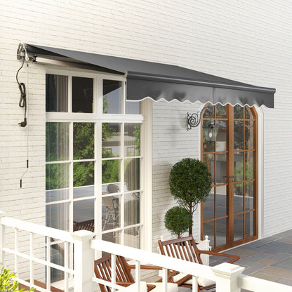 Outsunny 3 x 2.5m Electric Awning with Remote Controller, Aluminium Frame DIY Retractable Awning, UV30+ Sun Shade Canopy for Garden Patio Deck Door Window, Dark Grey 