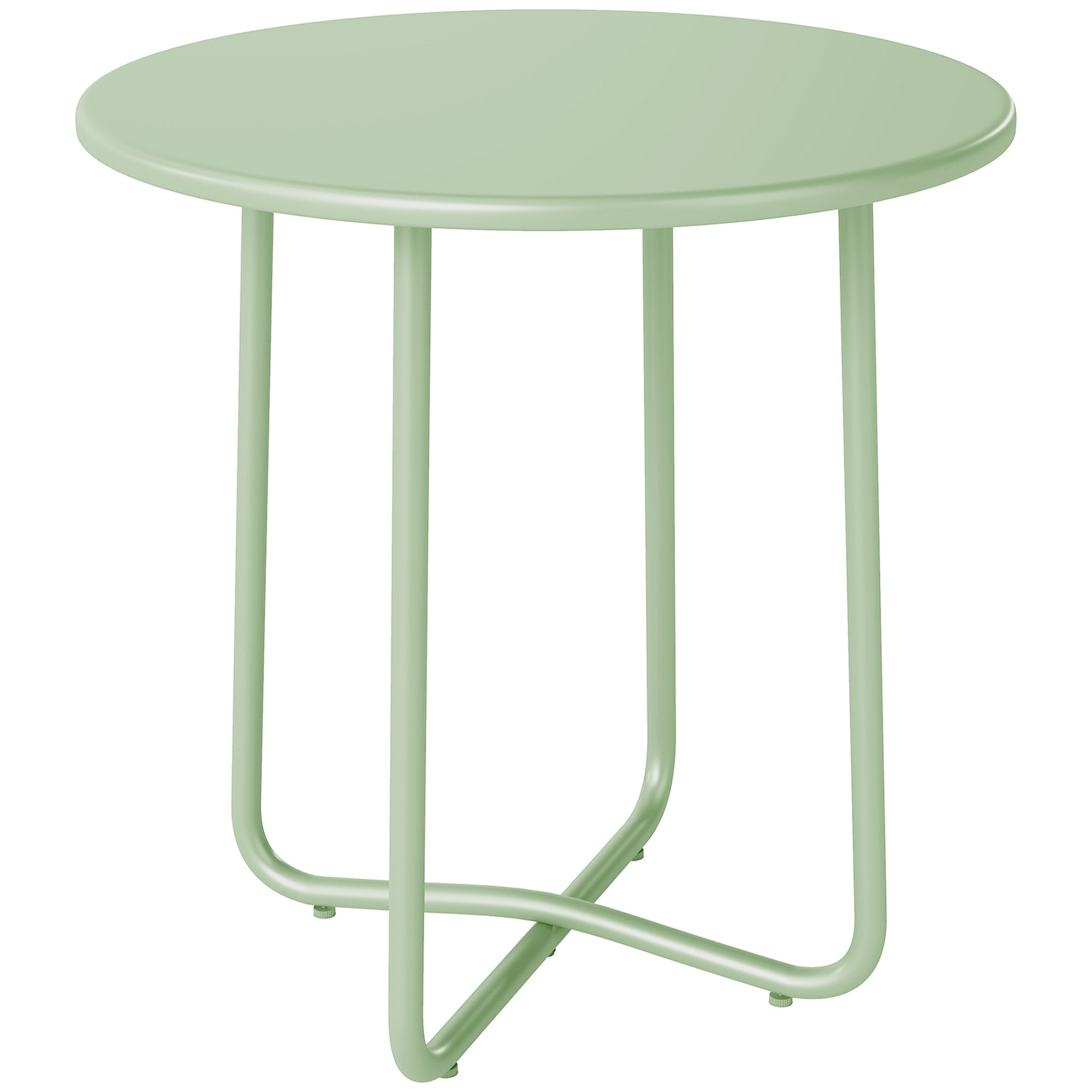 Outsunny 48 cm Round Garden Side Table, Small Metal Outdoor Garden Table with Rolled Edge, Green 
