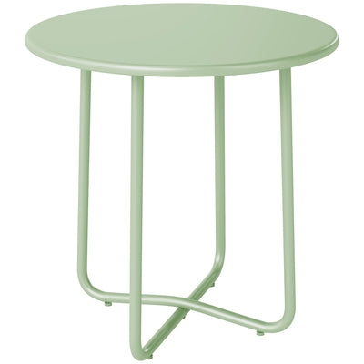 Outsunny 48 cm Round Garden Side Table, Small Metal Outdoor Garden Table with Rolled Edge, Green 