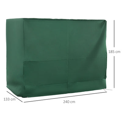 Outsunny 3-Seat Outdoor Garden Swing Chair Protective Cover Water UV Resistant, 240L x 133Wcm, Green 