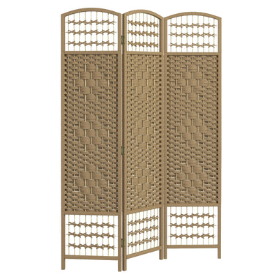 HOMCOM 3 Panel Folding Room Divider, Privacy Screen, Freestanding Paravent Partition Separator Natural Wood 