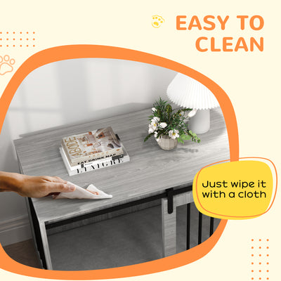 PawHut 98cm Dog Crate Furniture with Removable Cushion for Large Dogs - Grey 