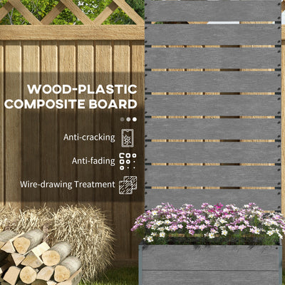 Outsunny 34 x 69.5cm Garden Planter Box, with Back Trellis, Grey 