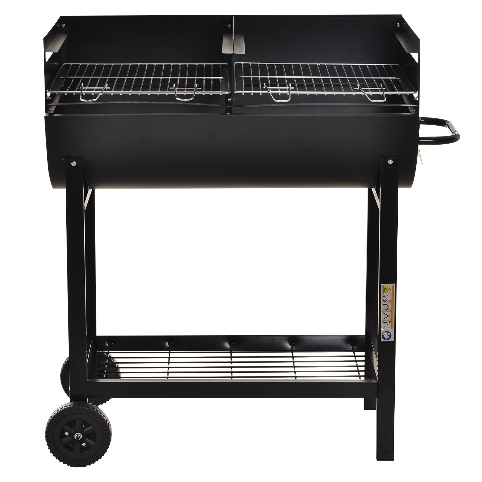 Outsunny Steel 2-Grill Charcoal BBQ w/ Wheels Black 