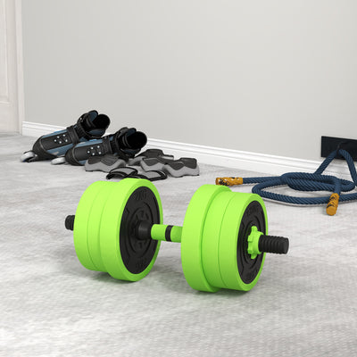 SPORTNOW 20kg Four-In-One Adjustable Weight Dumbbells Set, Barbell, Kettlebell, Push Up Stand - Green 