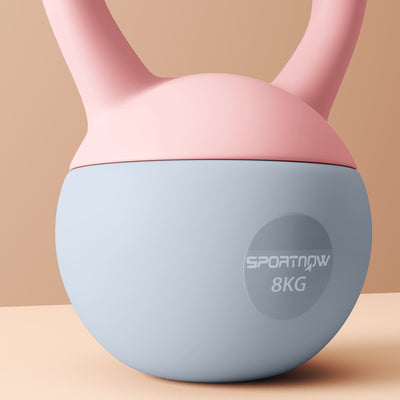 SPORTNOW 8KG Soft Kettlebell, Kettlebell with Non-Slip Handle for Home Gym, Weight Lifting, Strength Training, Pink/Grey 