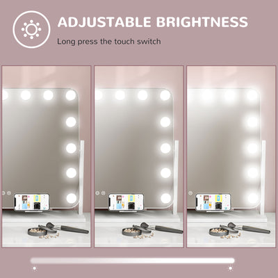 HOMCOM 14 LED bulb Tabletop Makeup Mirror, with Adjustable Settings 