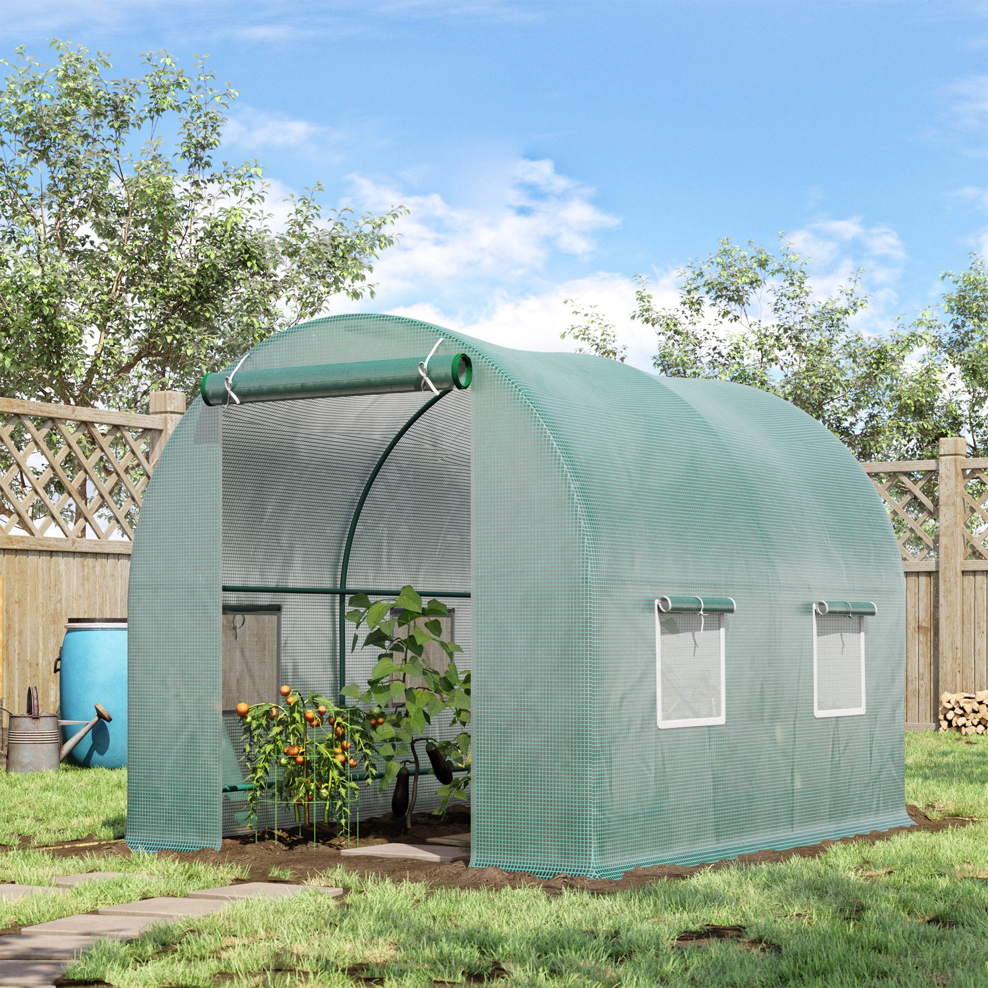 Outsunny 245 x 200cm Polytunnel Greenhouse - Green 