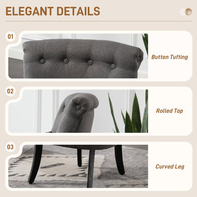 HOMCOM Fabric Single Sofa Dining Chair Tub Chair Upholstered W/ Pillow Solid Wood Leg Home Living Room Furniture Charcoal Grey 
